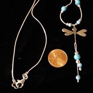 Sterling Silver/Turquois Dragonfly Necklace